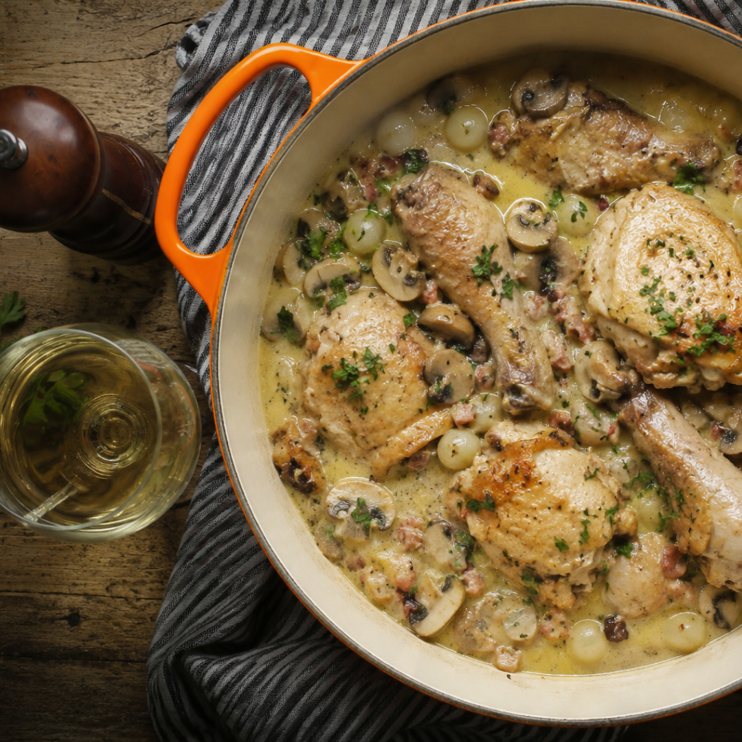 Coq au Riesling (galletto al Riesling)