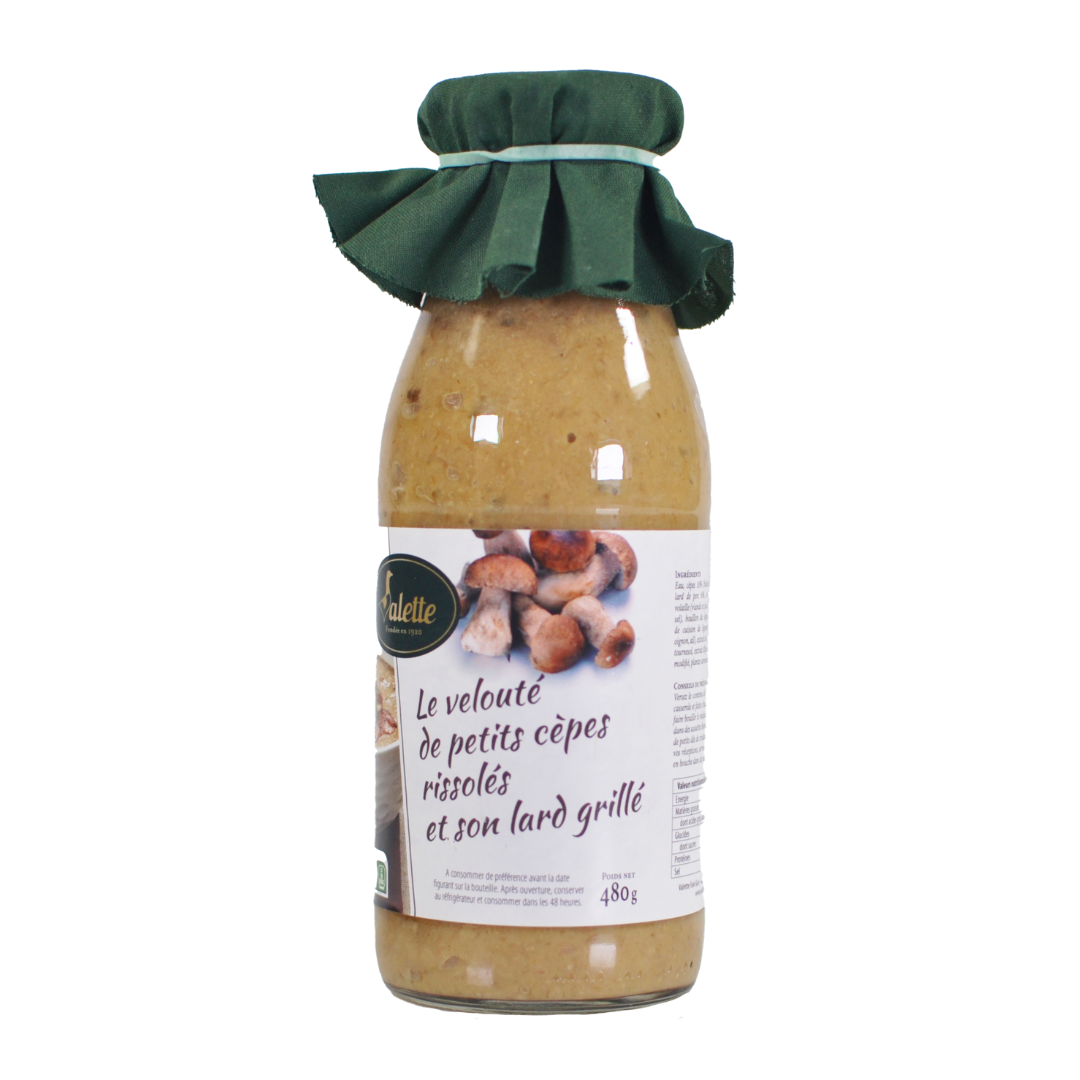 Vellutata di funghi porcini saltati con il suo lardo grigliato